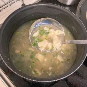 くずし豆腐とふわふわ卵のとろ～りスープ